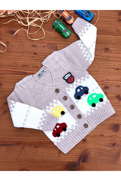 TiniMiny Kİds BOY'S COLORFUL CAR STRICK CARDIGAN