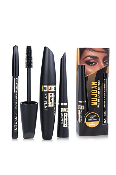 MUJGAN 3 In 1 Suya Dayanıklı Maskara & Kalem & Eyeliner Seti