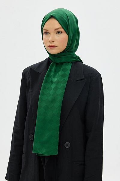 Mira İpek Σειρά Jacquard Shawl (μοτίβο σκακιού)