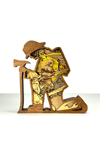 WOODX Modern Tasarımlı Ahşap Mdf Masa Süsü, Hediyelik İtfaiye Eri Dekoratif O...