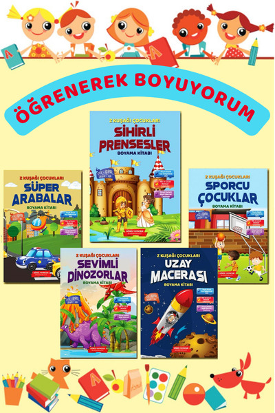 GÖNÜL YAYINCILIK 3-6 سنوات أنا أتعلم الرسم مجموعة من 5 كتب تلوين