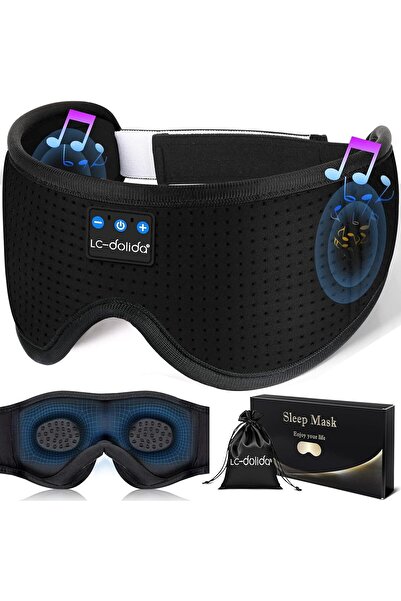 LCDolida 3D Uyku Maskesi - Bluetooth Kablosuz Müzik - Zarif Siyah