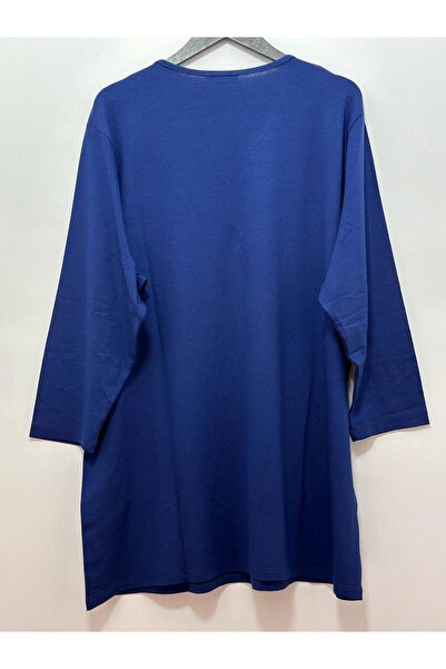 Desen Triko Γυναικεία μπλούζα με λαιμόκοψη V με μανίκια τριών τετάρτων με κεντημένη χτενισμένη βαμβακερή μπλούζα