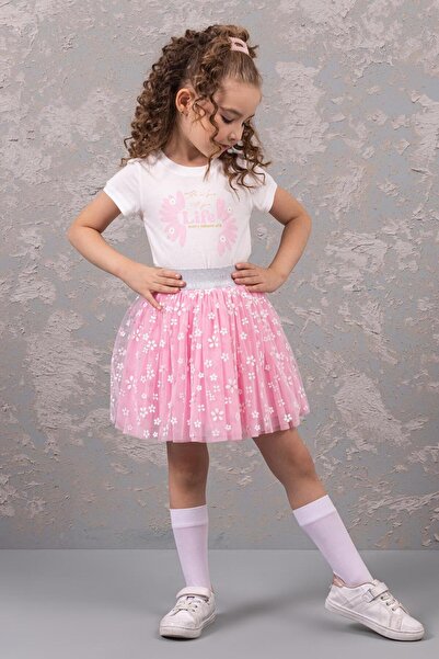 Dmb Set din două piese cu fustă umflată cu imprimeu cu margarete din tul