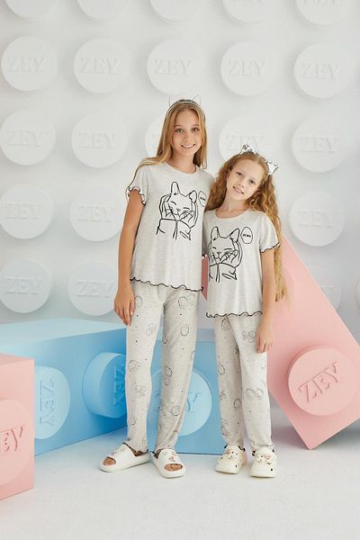 Sevim Set pijamale cu mânecă scurtă pentru ospătar bej melange C0T7N68