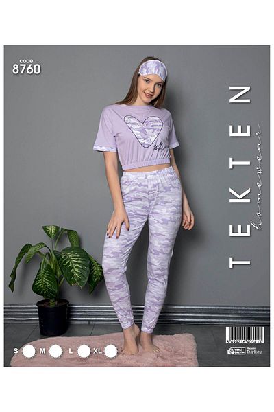 DONLİZZA 8760 Short Sleeve Open Belly Pajama Set