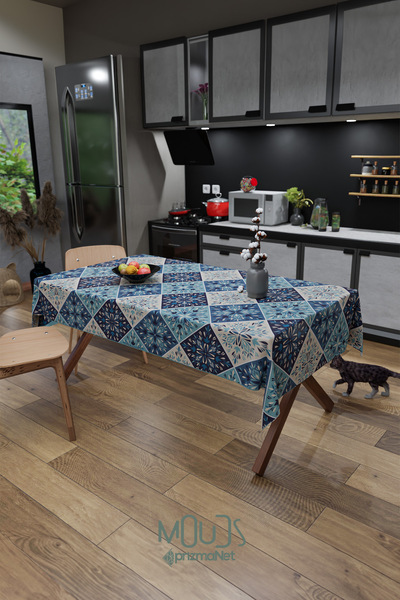 Moud's مفرش طاولة رمضاني إسلامي مربع منقوش من قماش الجلد المدبوغ مربع ومستطيل