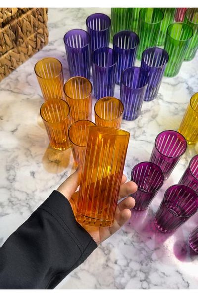 Ara Porselen Space Cut Decorated Glass Orange