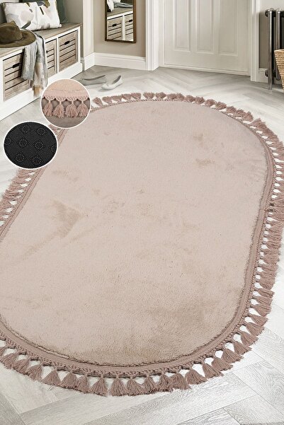 AVANTAJ Relax Vizon Oval Kaymaz Taban Peluş Yumuşak Tüylü Modern Leke Tutmaz ...