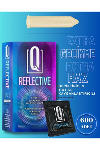 Q LIQUIDS Tırtıklı ve Geciktiricili 600 Adet Prezervatif Kayganlaştırıcılı Co...