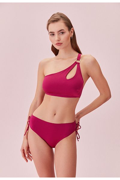 SUWEN One-Shoulder-Accessoire-Bralette-Bikinioberteil