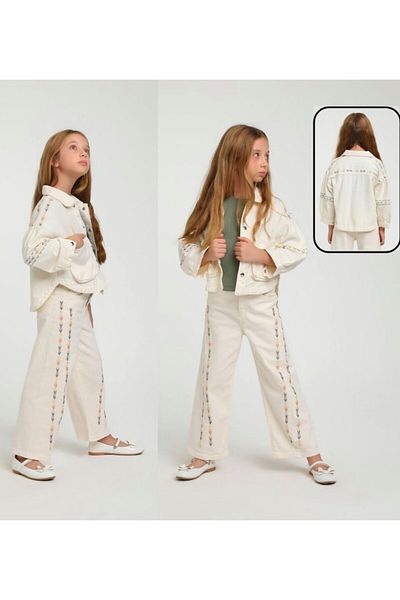 Escabel Girl's Linen Jacket Trousers Set