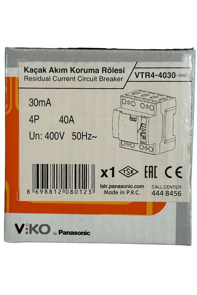 VİKO 30mA 40A 4P Residual Current Protection Relay