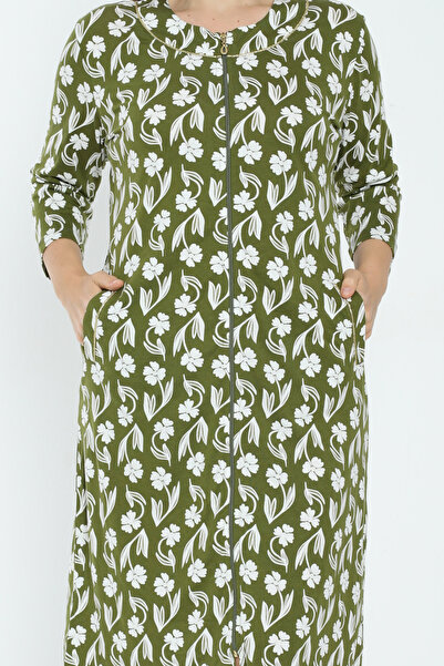 İntensive γυναικείο πράσινο φόρεμα με φερμουάρ με μανίκια τριών τετάρτων σε μέγεθος