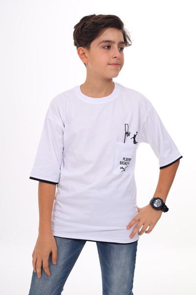 ANGELOS GIRLS Tricou cu imprimeu buzunar pentru baieti 9-14 ani Lx6967