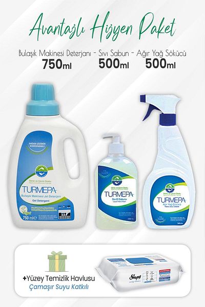 Turmepa Dishwasher Detergent 750 Ml, Liquid Soap, Degreaser 500 ml and Face with Added Bleach
