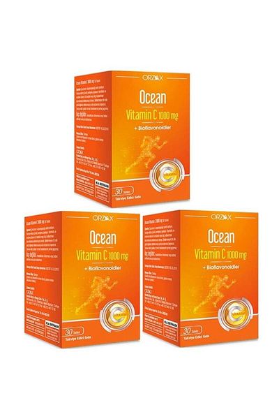 Ocean Orzax Vitamin C - 1000 Mg 30 Tablets x 3 Pieces