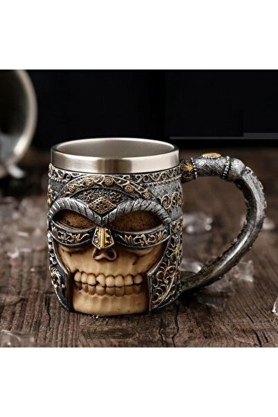 Hediye Vakti Miğferli Kuru Kafa Tasarım Kupa Bardak