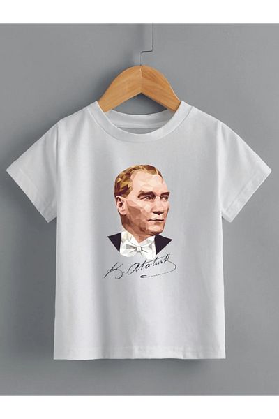 Pelna Tricou pentru copii cu imprimeu Ataturk - alb, bumbac