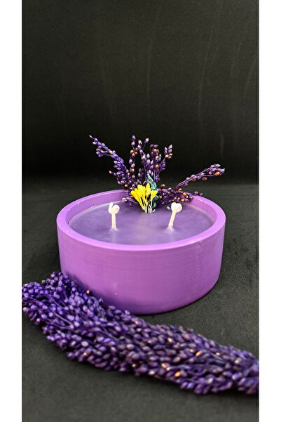esdekor Beton Kasede Aroma Terapi El Yapımı Lavanta Kokulu Mum