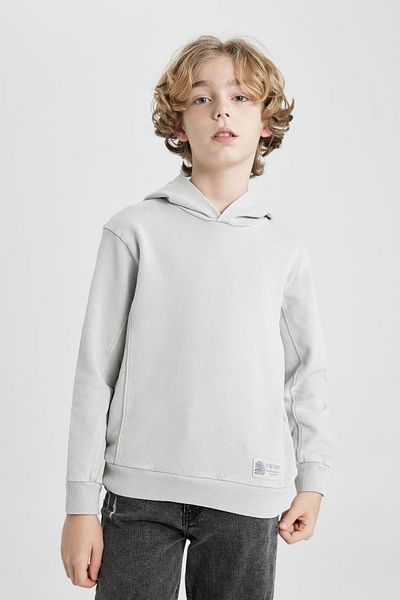 DeFacto Boy's Hooded Woven Label Sweatshirt B7365A824Sp
