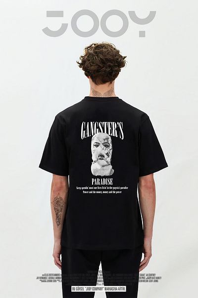 Jooy Company Μαύρο μπλουζάκι με στάμπα Gangster's Paradise