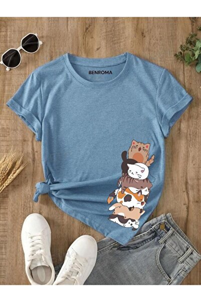 BENROMA Kedi Baskılı Çocuk Tişört