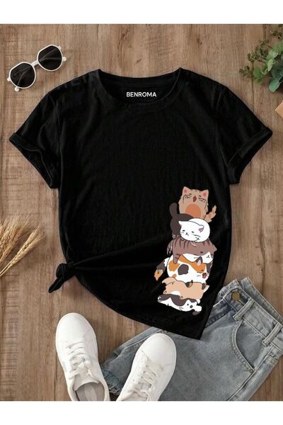 BENROMA Kedi Baskılı Çocuk Tişört
