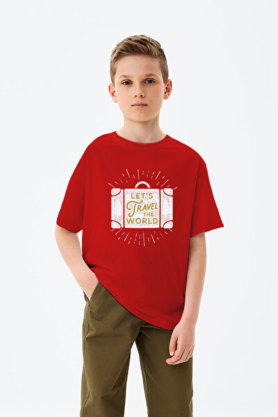 MYADA Hajde da putujemo svetskim pisanim koferom sa štampanom majicom za dečake
