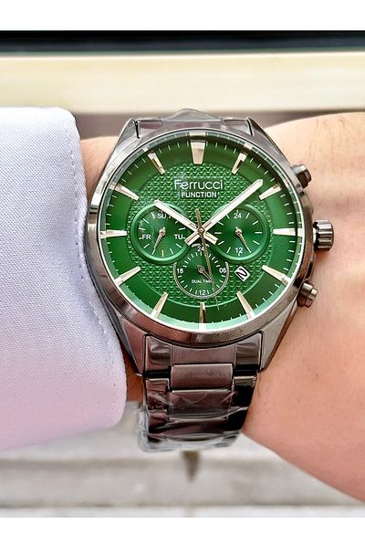 Ferrucci Men's Multifunctional Metal Band Wristwatch