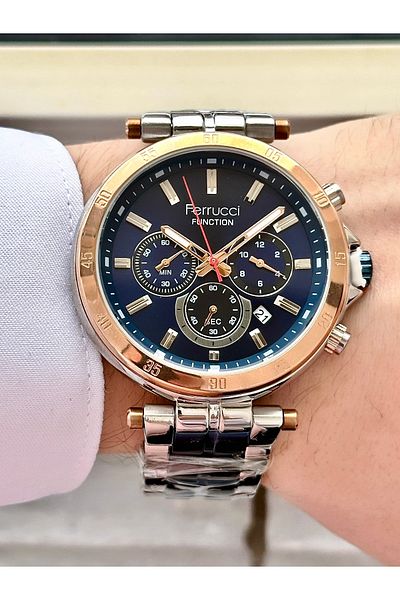 Ferrucci Men's Multifunctional Metal Band Wristwatch