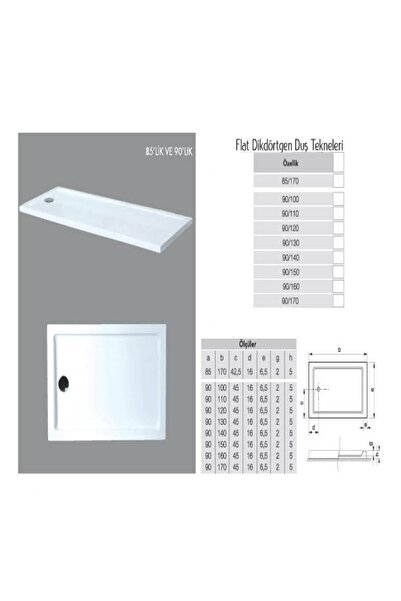 Genel Markalar Dikdörtgen Flat Duş Teknesi 80 X 90 H:5 Cm
