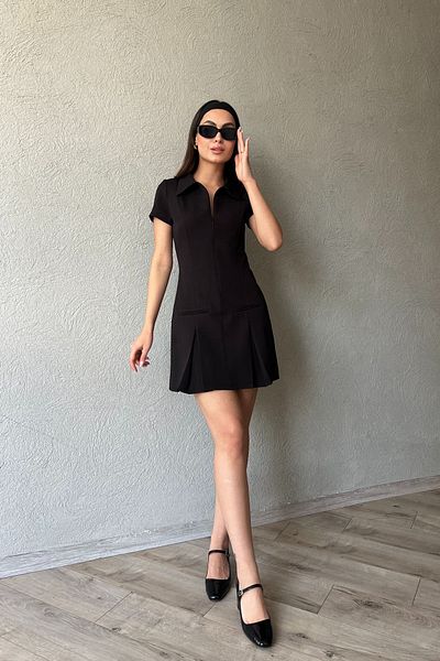 Seda Yalçın Atelier Black Zippered Front Pocket Detailed Shirt Collar Dress
