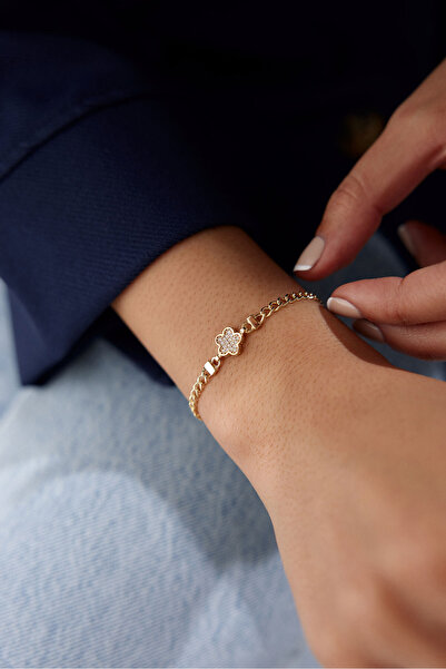 YAVUZ KUYUMCULUK 14 Ayar Altın  İtalyan Yoncası Gurmet Bileklik