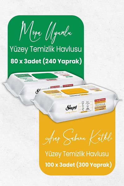Sleepy Arabian Soap 100' x 3 Pieces and Mop Cleaning Towel 80' x 3 Pieces