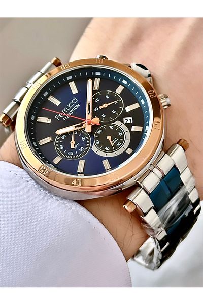 Ferrucci Men's Multifunctional Metal Band Wristwatch