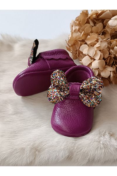 Hodore Sofia Purple Genuine Leather Baby Moccasins