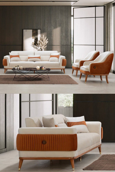 Eymense Merino Koltuk Takımı 3+3+1+1 Krem