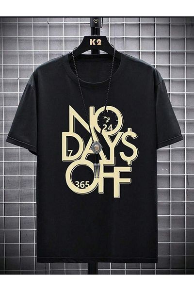 AFROGİYİM Unisex No Days Off εμπριμέ μπλουζάκι Oversize