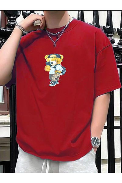 Medinenur Plush Bear Printed Unisex Crew Neck T-Shirt