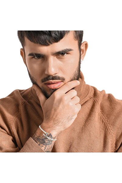 Altınöz Mücevherat Modern Tasarım Tarz Cart. Model Beyaz Altın Kelepçe Bileklik