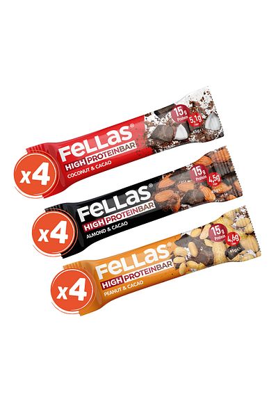 Fellas High Protein Bar 45g Mixed Box 12Pcs (3 Kinds)