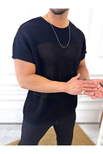 elkumoda Tricou Respirabil Anti-transpirație Tricou din plasă de bumbac tricotat