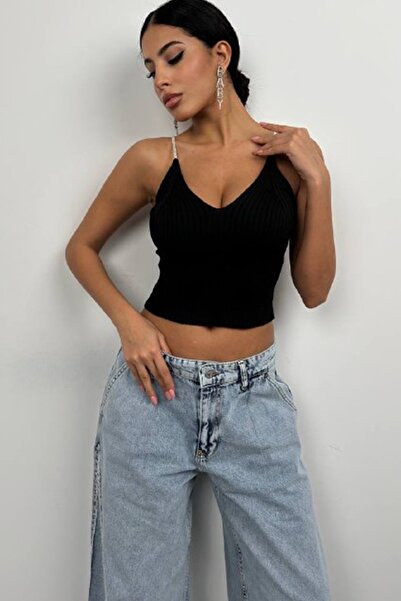 lovebox Stone Detailed Women's Knitwear Blouse - Strappy, Special Design 24S58002