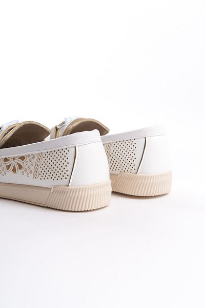 BZ Moda HELEN Pantofi de balerină pentru femei, ortopedici, fără șireturi, cu talpă confortabilă, cu model de flori, KT White