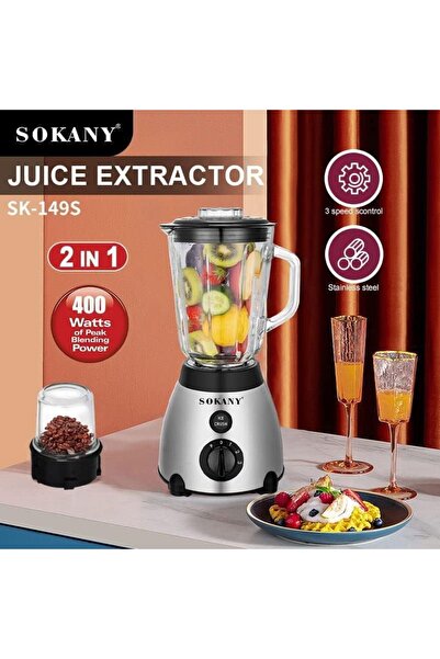 SOKANY Sınırsız Lezzetlerin Anahtarı 400W Cam Blender ve Smoothie Makinesi 3 Hız Kademesi, Buz Kırma