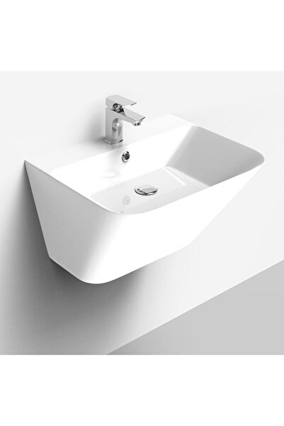 LUCCO Moena 55 Cm Yarım Monoblok Lavabo Beyaz