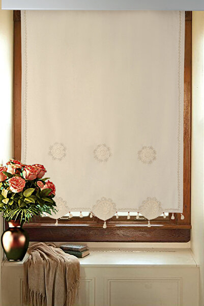 VANESSA PERDE %100 Pamuk Buldan Perdesi Yuvarlak El Oyma Yıkanmış Yumuşatılmış Kumaş Otantik Bodrum Perdesi Sezon