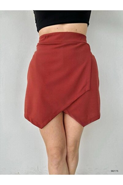 Esinty Fusta scurtă din țesătură creponată importată Trend Esinty pentru femei (colorată)
