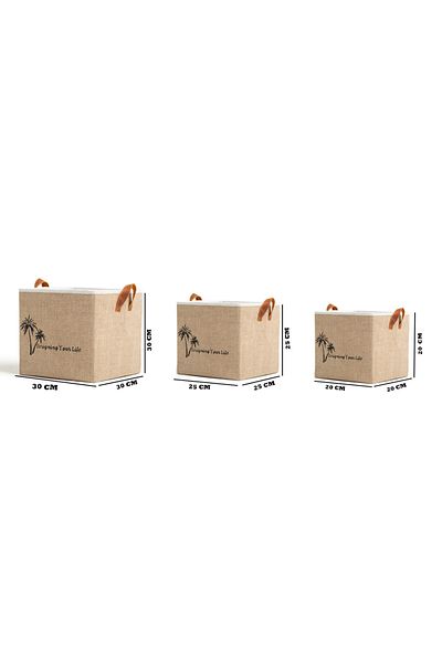 Art Bee Set of 3 Jute In-Cabinet Organizer Jewelry, Makeup, Bathroom, Office Organizer Storage Box